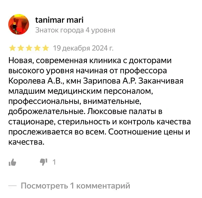 Comment from Yandex.Maps