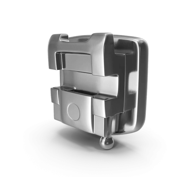 Metal self-ligating braces
