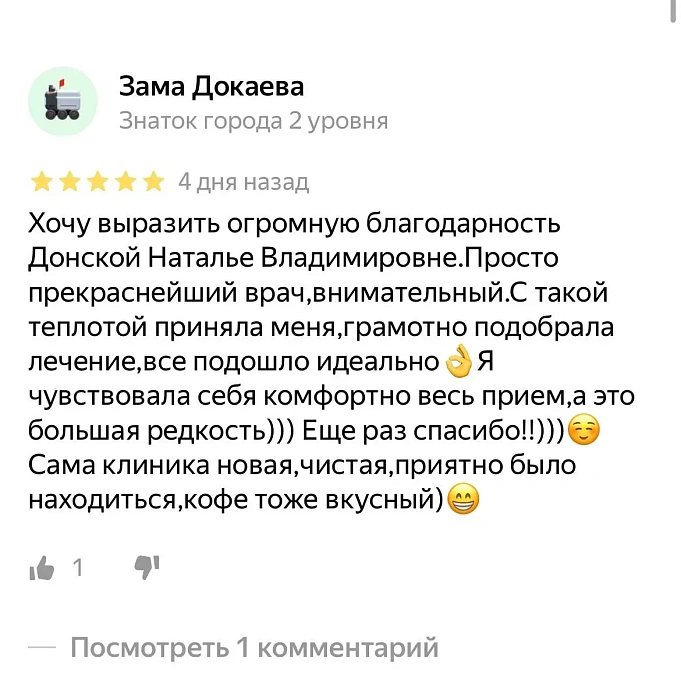 Comment from Yandex.Maps